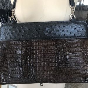 Crocodile and ostrich handbag